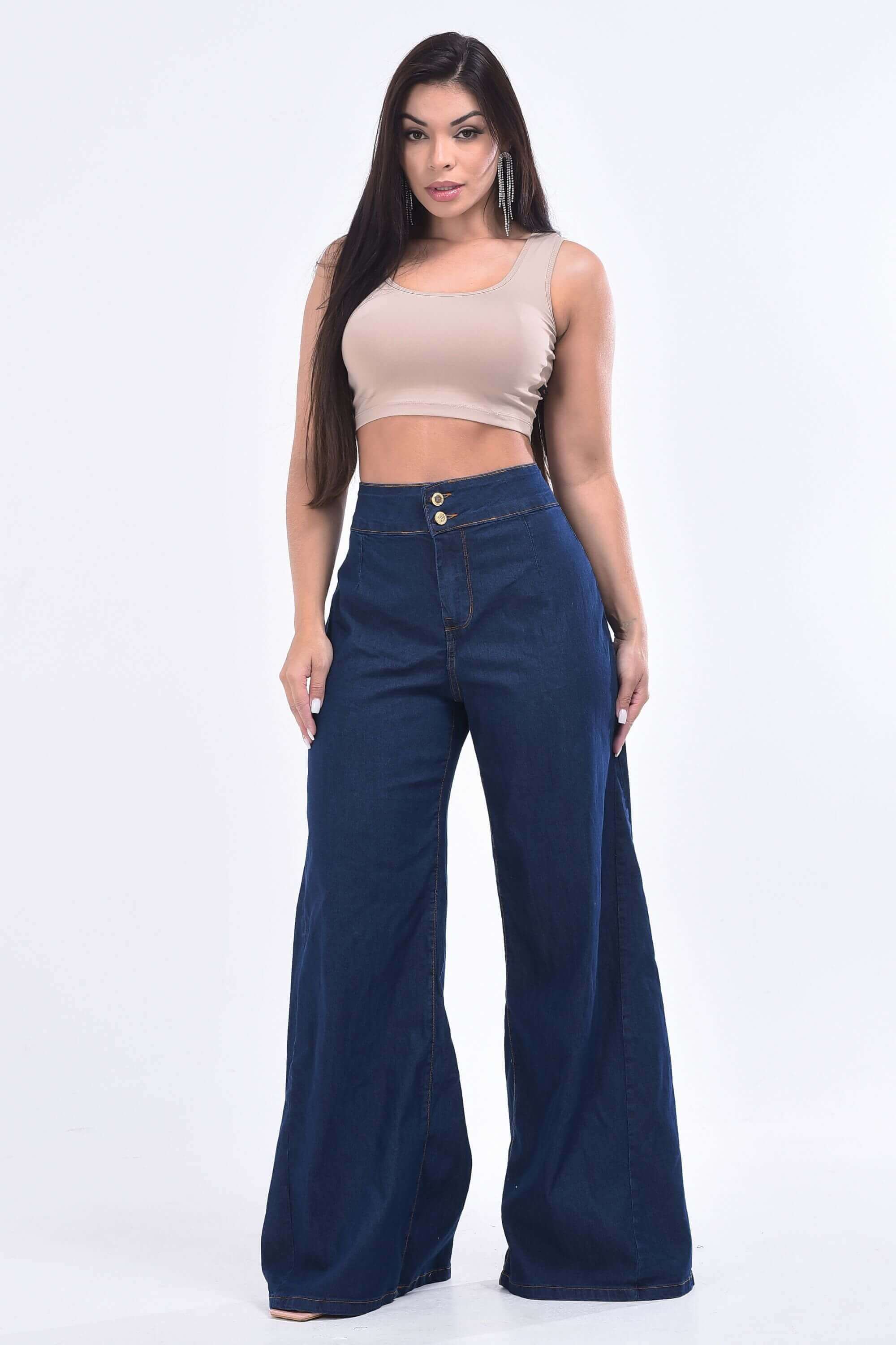 Calça Jeans Pantalona Jeans Feminina Sol Jeans