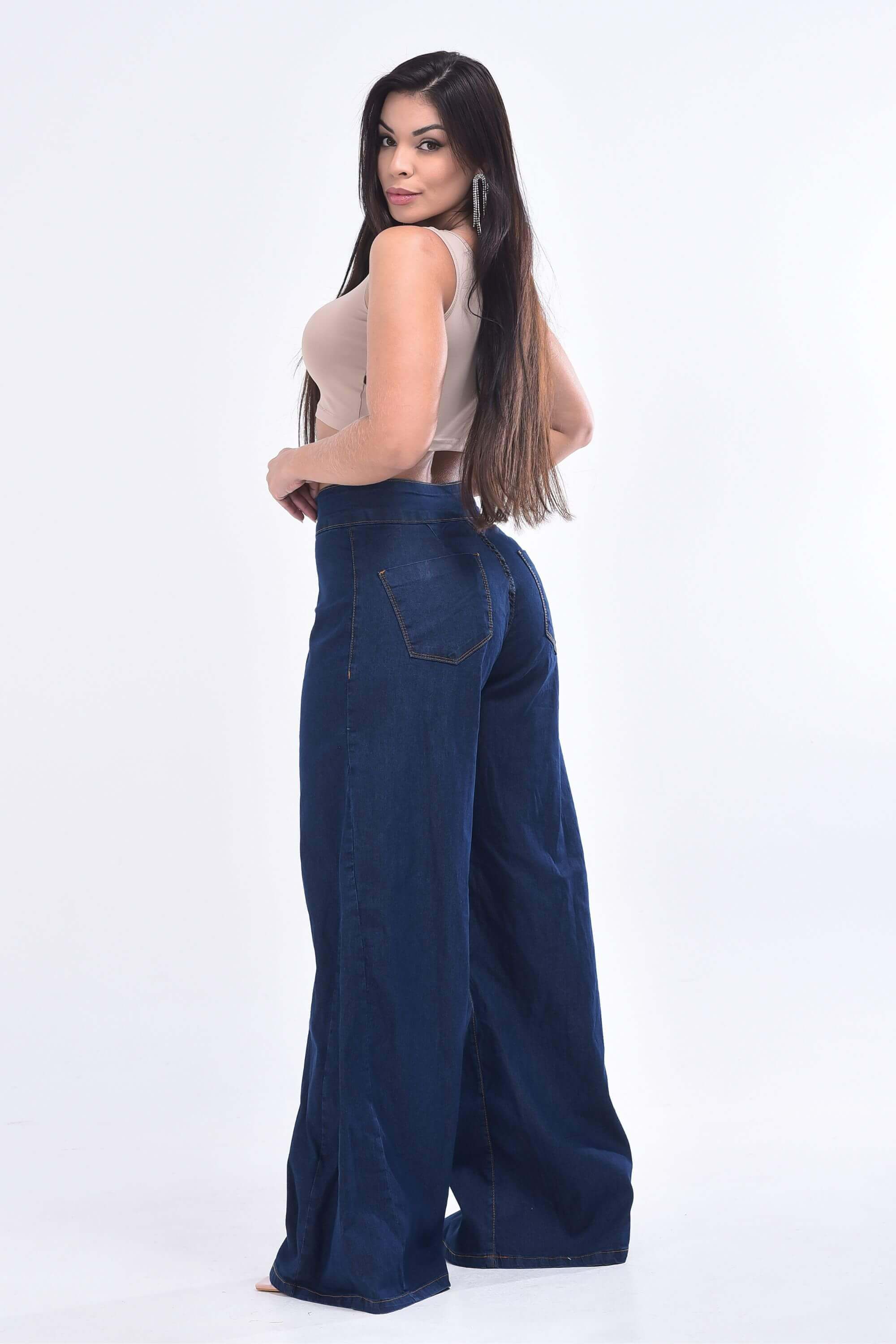 Calça Feminina CalÃ§a Tecido Fino Calça Jeans Pantalona Jeans