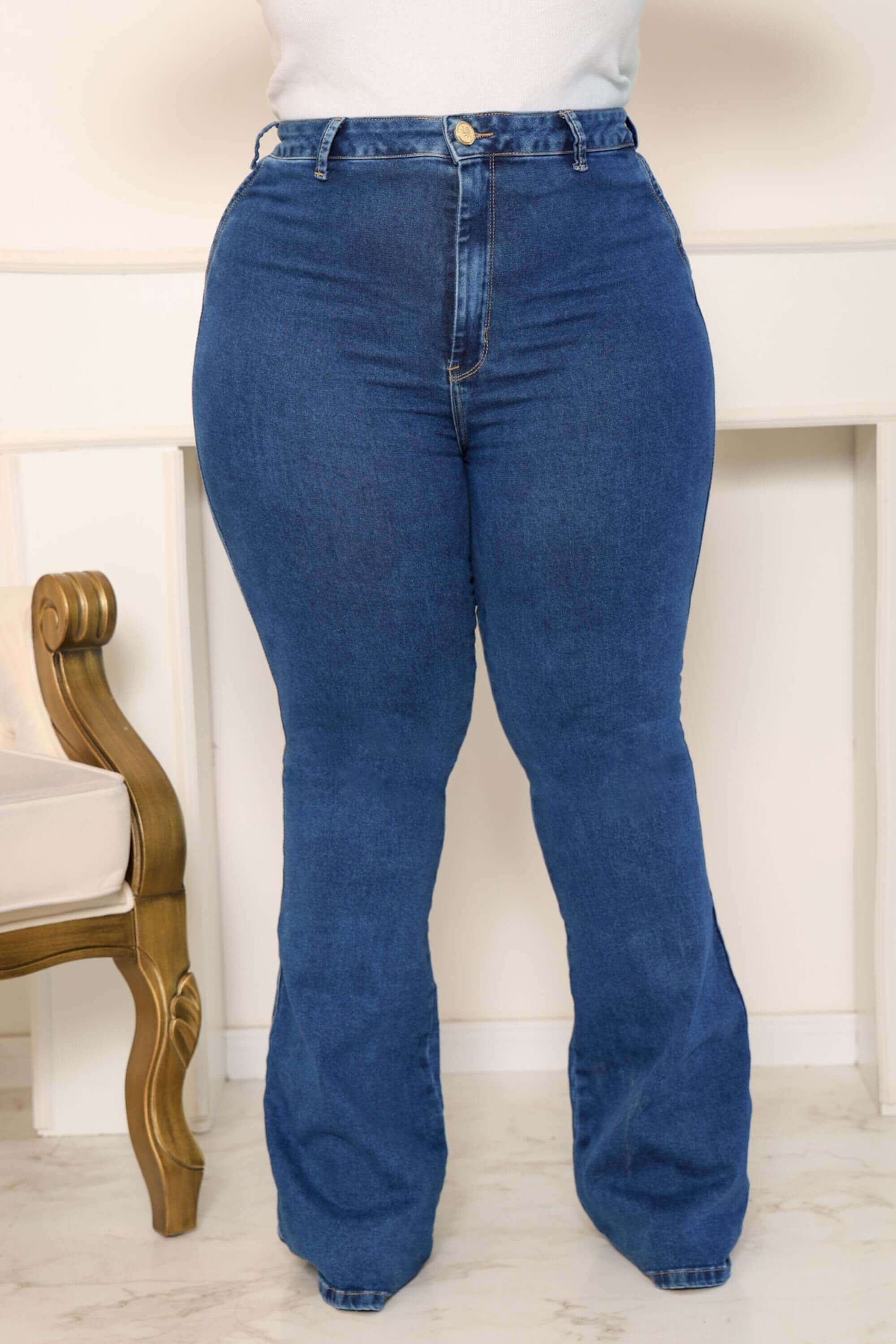 Flare Clara CalÃ§a Flare Jeans Claro Cintura Alta Calça Flare