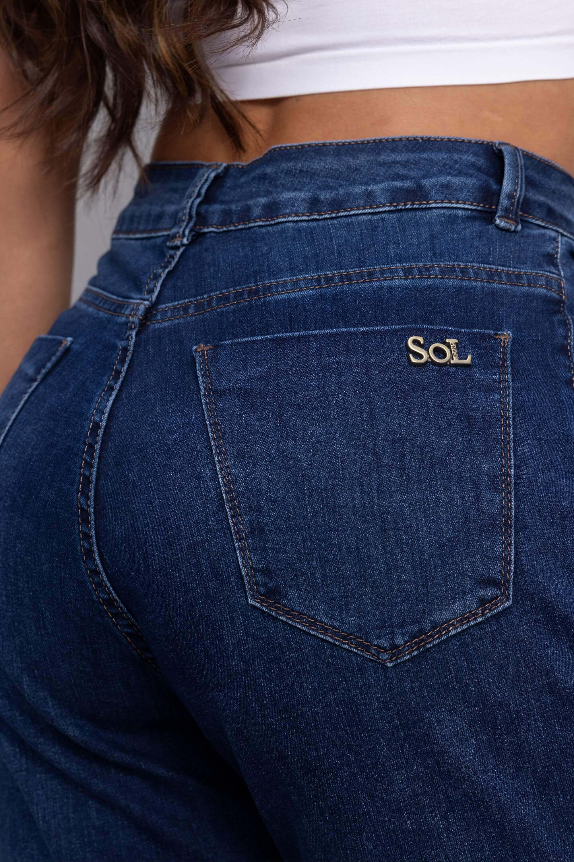 Jeans Wear Loja Sol Jeans Calça Jeans Feminina Mom Escura Com Elastano