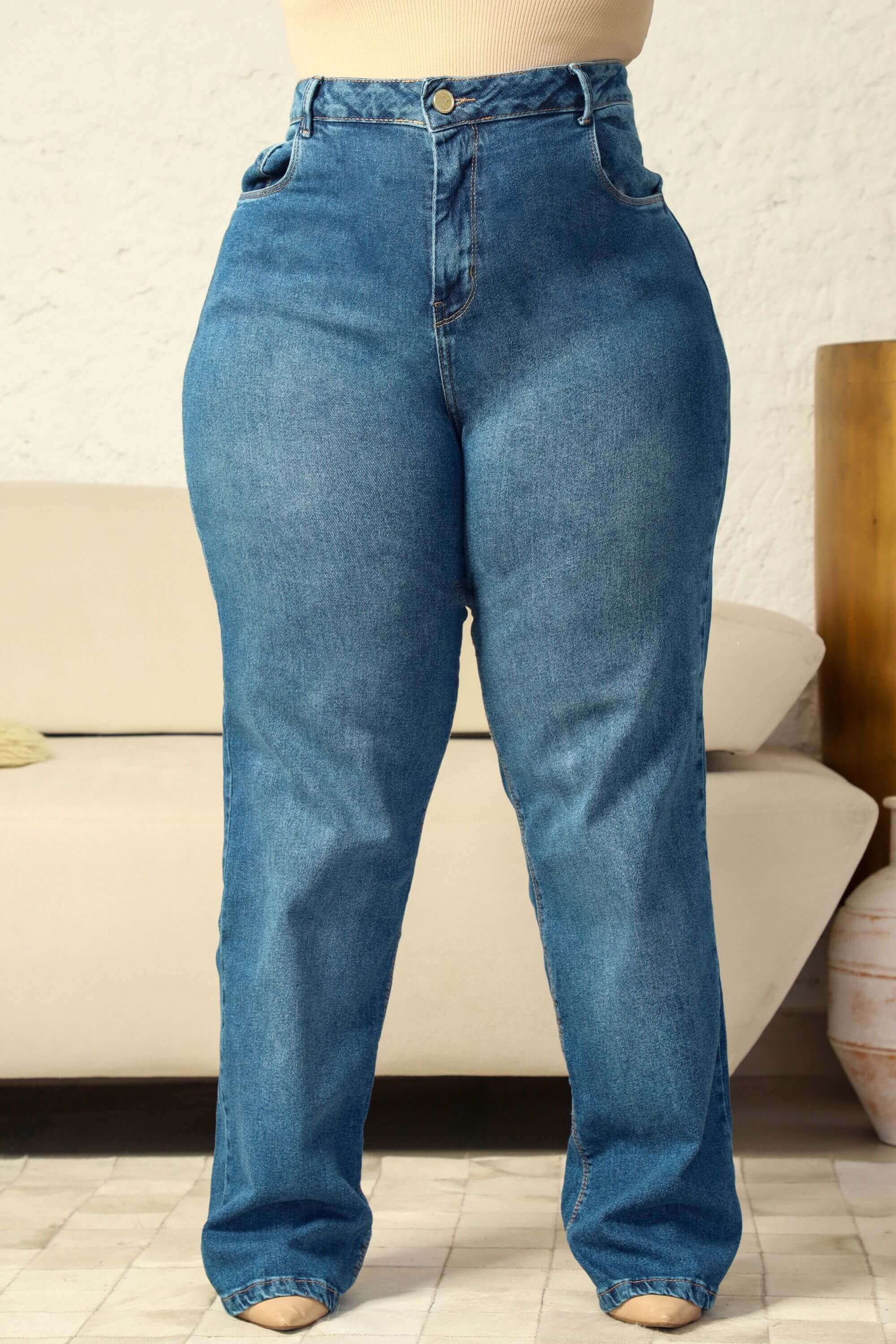 Calça Jeans Reta Plus Size